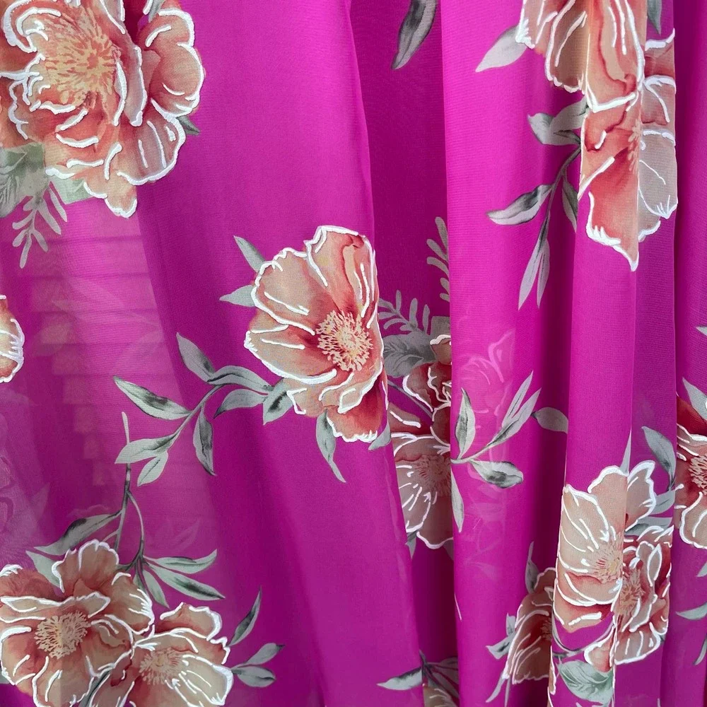 Robbie Bee Signature Pink Floral Halter Dress Size‎ 6 Flowy Lightweight